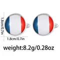French flag cufflinks in polished round alloy with 1.8cm diameter for mens shirt - France Flag (B1553-3)