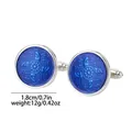 Dettaglio dei gemelli da polso da uomo in argento con motivi blu e diametro di 1,8 cm - Stile Radiante Geometrico (B1544)
