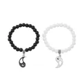 Yin Yang Tai Chi beaded bracelets set in black and white for couples and friends - Classic Matching Tai Chi Beaded Style (G1261)