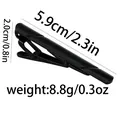 Detailed dimensions of black minimalist tie clip measuring 5.9cm with spring clamp design - Black