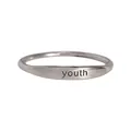 Eleganter silberner Kupferring mit Youth Gravur und minimalistisch gedrehter Textur - Youth (R1262) / Silber