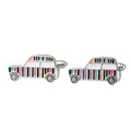 Rainbow striped vintage car cufflinks in polished metal for men's business shirts - Colorful Striped Car Style (B1563)
