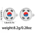 Polished silver cufflinks featuring South Korea flag design with 1.8cm diameter - South Korea Flag (B1553-4)
