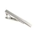 Polished silver alloy necktie clip with minimalist rectangular design for men's business wear - Silver (T1084-SI)