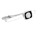 Pisacorbata de plata para hombre con esmalte negro y relieve de cabeza de león detallado - Estilo León en Relieve Plateado (T1064-5-SI)
