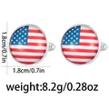 Polished silver-tone round cufflinks featuring the United States flag pattern, 1.8cm size - USA Flag (B1553-6)