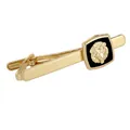 Pisacorbata dorado para hombre con bloque negro y relieve de cabeza de león - Estilo León en Relieve Dorado (T1064-5-GO)
