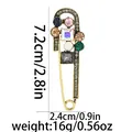 Eleganter Gold Sicherheitsnadel Brosche mit Strass Weizenblumen und bunten Steinen - Sicherheitsnadelform (C2721-6)