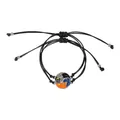 Adjustable woven rope bracelet set with Yin Yang wolf and horse pendants in fantasy style - Fantasy Wolf Horse Pattern Braided Style (G1448-ORBLU)