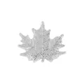 Elegant maple leaf brooch in silver finish with detailed leaf veins on white background - Silver Pavé Particle Texture Maple Leaf (C2065-2)