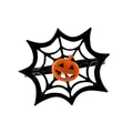Detalle de un servilletero de telaraña con calabaza para decoración de Halloween - Telaraña Negra con Calabaza (Z1285)