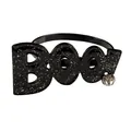 Servilletero Halloween BOO! de resina negra con purpurina plateada y cristal brillante - Letras BOO con Purpurina (Z1301)