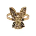 Antique gold bunny head napkin ring with detailed fur texture and flat metal band - Antique Gold Rabbit Head (Z1017-3)