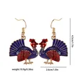 Detailed size view of colorful turkey earrings showing 4.3cm height and 2.6cm width - Turkey Drop Earrings (F1486)