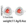 Dettaglio di gemelli a triangolo argento con pietra arancione e misure del prodotto - Rosso Arancio
