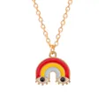 Golden necklace featuring a U-shaped rainbow enamel pendant with creative eye details - Cute Eyes Rainbow (A2802-2)