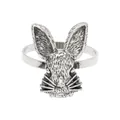 Vintage silver rabbit napkin ring with detailed fur texture and realistic animal design - Vintage Silver Rabbit Head (Z1017-4)