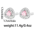 Gemelli da uomo triangolari in argento con pietra rosa e bordo di cristalli bianchi - Rosa