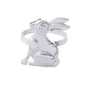 Silver bunny napkin ring with realistic fur texture for elegant Easter table decor - Silver Realistic Rabbit (Z1028-1)