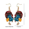 Detail view of turkey earrings showing dimensions of 5.1cm height and 1.7cm width - Turkey Drop Earrings (F1491)