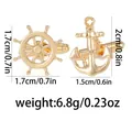 Golden nautical ship wheel and anchor cufflinks for men's formal shirts with dimensions - Gold Anchor And Helm Style (B1567)