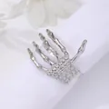 Silver skeleton hand napkin ring with gothic bone details for Halloween table setting - Silver Skull Hand (Z1057-1)