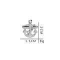 Silver anchor cufflinks with rope texture showing 2cm height and 1.5cm width dimensions - Silver Anchor Style (B1035)