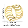 Detail view of gold hollow napkin ring showing dimensions 4.3cm height and 3.0cm width - Ripple Cut Style (Z1336-2-GO) / Gold