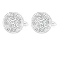 Elegant silver musical note cufflinks featuring a round matte finish for men's formal attire - Silver Round Musical Symbol (B1572)