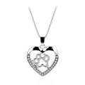 Collana con ciondolo a cuore e zampa di cane decorata con piccoli cristalli - Stile Traforato con Strass (A1706)