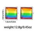 Detail view of square rainbow cufflinks with dimensions 1.6cm and weight 12.8g - Square Rainbow Style (B1552-1)