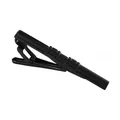 Polished black metal necktie clip with ribbed texture for professional business suits - Black