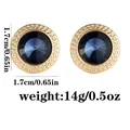 Detailed view of round gold-plated cufflinks with blue zircon and braided texture - Gold Base Blue Stone (B1519-GO-BLU) / Gold/Blue