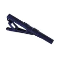 Business tie clip for men in dark blue polished finish with diagonal groove texture - Blue