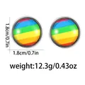 Detail showing 1.8cm rainbow metal cufflinks with size and weight specifications - Round Rainbow Style (B1552-4)