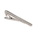 Business men's silver necktie clip with classic diagonal stripes and mirror finish - Silver