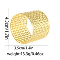 Detailed view of hollow gold metal napkin ring showing 4.3cm height and 3.5cm diameter size - Fine Lattice Style (Z1336-7-GO)