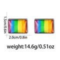 Detail showing dimensions of rainbow rectangle cufflinks with 2cm length measurement - Rectangle Rainbow Style (B1552-2)