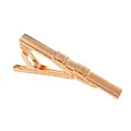 Polished gold metal tie clip with minimalist diagonal grooves for men's business wear - Gold