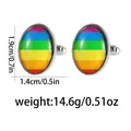 Rainbow striped oval cufflinks in stainless steel with dimensions and weight data - Oval Rainbow Style (B1552-3)