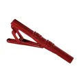 Classic bright red business tie clip with diagonal stripes and a metallic finish - Red