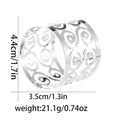 Detail view of silver hollow napkin ring with dimensions and weight measurements - Scroll Hollow Style (Z1336-6-SI)
