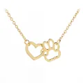 Collana dorata con pendente a cuore e zampa con strass scintillanti per donna - Doppio Anello Oro (A1767GO)