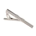 Business men's silver tie clip with horizontal groove texture and polished metal finish - Silver
