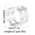 Detailed view of silver hollow flower napkin ring with 4.4cm height and size measurements - Four-petal Flower Style (Z1336-3-SI)