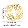 Detail view of gold hollow napkin ring showing dimensions 4.4cm height and 2.9cm diameter - Geometric Circles Style (Z1336-4-GO)