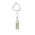 Dettaglio portachiavi a forma di bottiglia di vino con anello a cuore e perla gialla - Portachiavi Bottiglia Liquida (D1214)