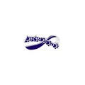 Spilla in smalto argento con nastro viola e motivi di impronte di zampe bianche per abiti - Spilla a Nastro Zampa Argento Blu Scuro (C1302SI) / Argento
