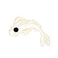 Detail of a fish enamel brooch featuring gold-plated metal with white fill and black eye - White Gold Koi Brooch (C1502-2)