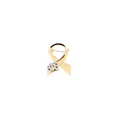 Golden ribbon brooch with silver hollow paw print charm and secure pin backing - Gold Ribbon Hollow Paw Brooch (C1347GO)